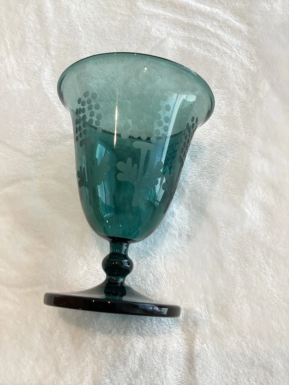 Anthropologie Green Goblet Glass Alejandra New Set of 2 Borosilicate